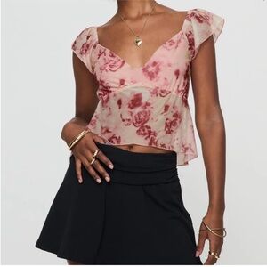 Princess Polly Time After top pink floral crop top